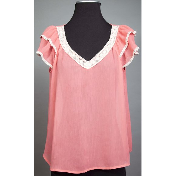 Coral chiffon top - Picture 1 of 5